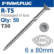 TORX T30 CHIPBOARD SCREW 6.0X80MM X50-BOX